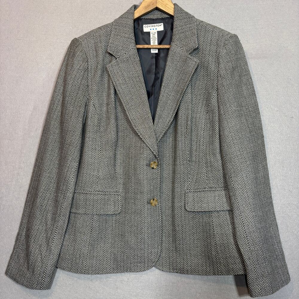 Covington Blazer XL 18 Gray Textured Classic Career Office Neutral Structured